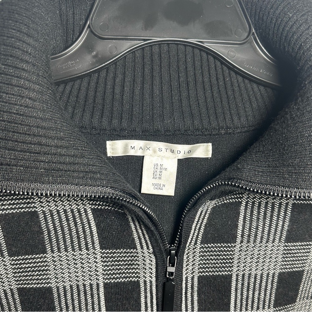 Max Studio Dark Academia Plaid Zip-Up Sweater - Picture 6 of 9